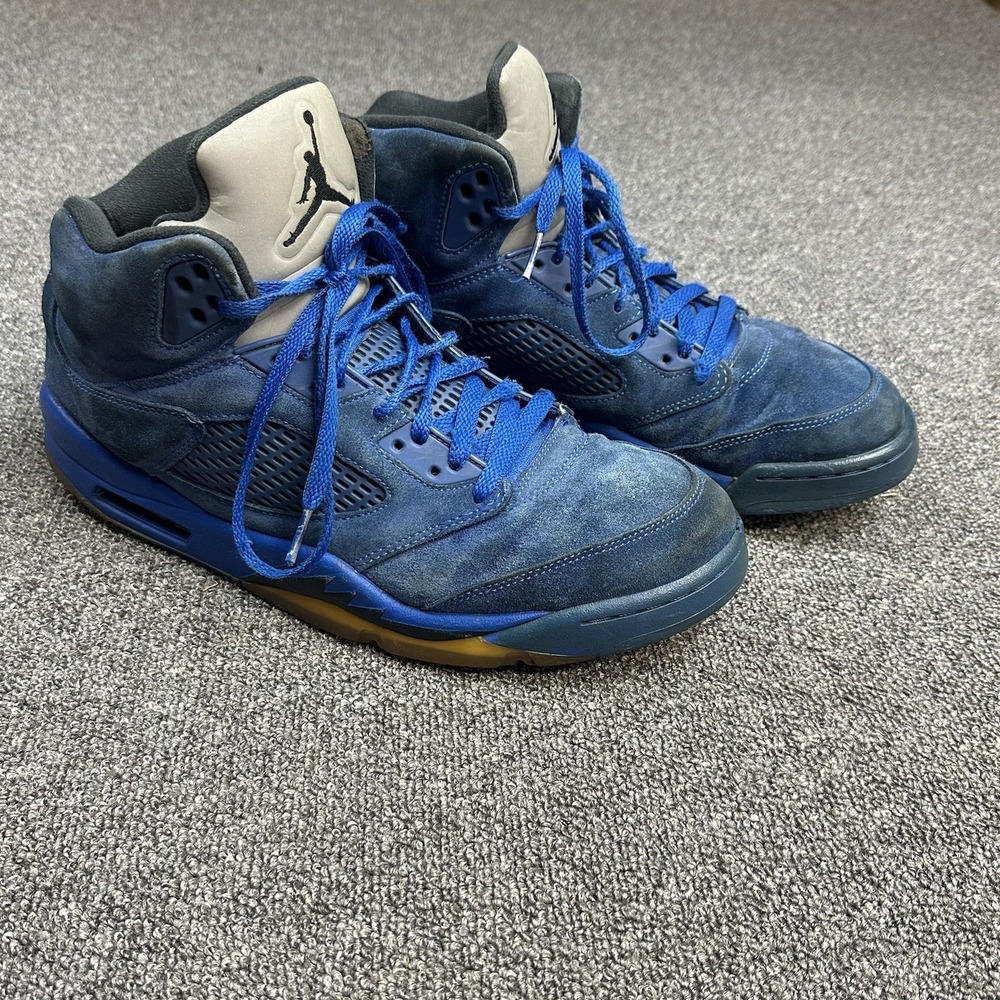 Nike Air Jordan 5 Retro Blue Suede Men's Sz 11 Shoes Triple Blue 136027-401